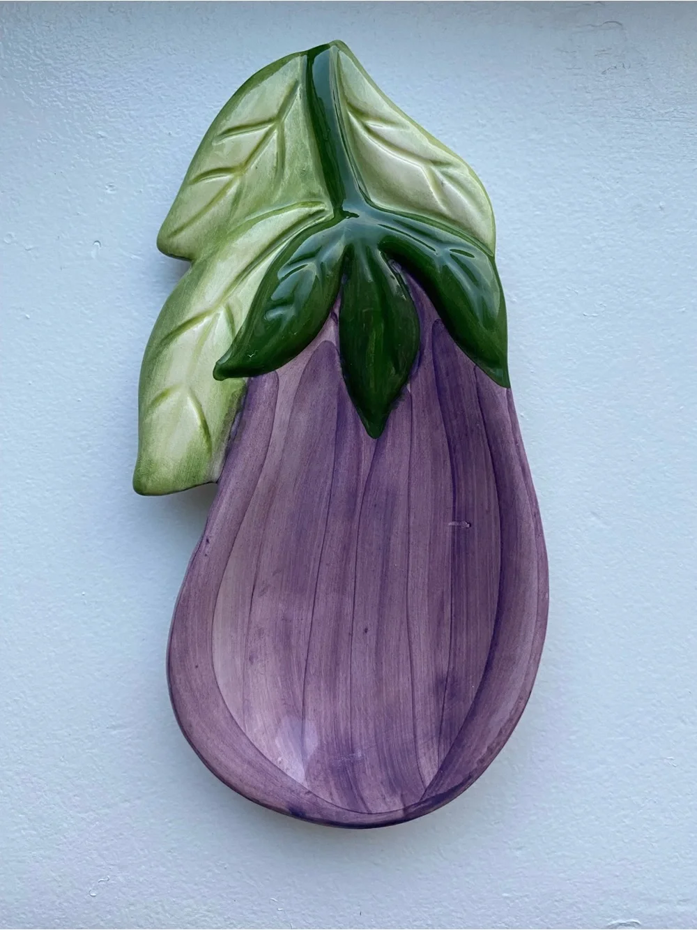 Eggplant Ceramic Spoon Rest La Ceramica Italy Purple Holder Kitchen EUC Italian